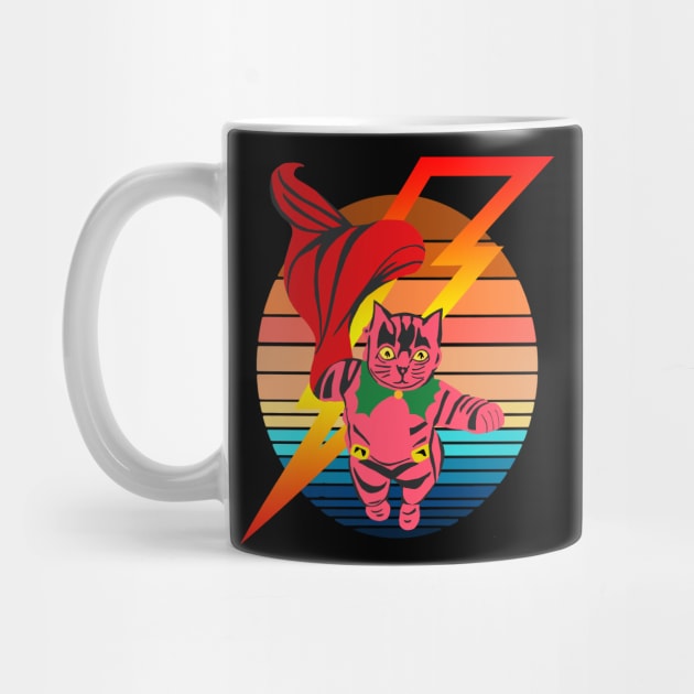 Cute Flying Pink Cat Retro by CartWord Design